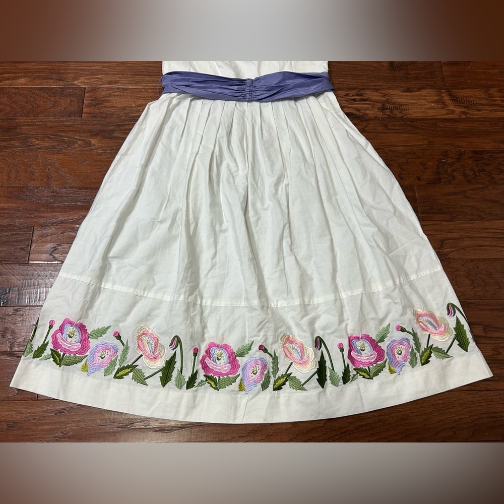 VTG Clues Midi Dress Sz 8 White Floral Embroidered Cottagecore Garden Tea‎ Party - Picture 3 of 16